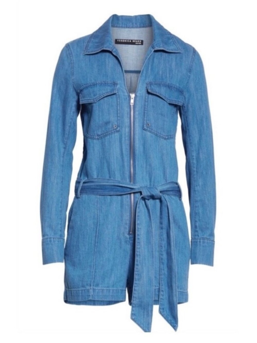 VERONICA BEARD Keenan Chambray Denim Romper Jumpsuit Size Medium EUC